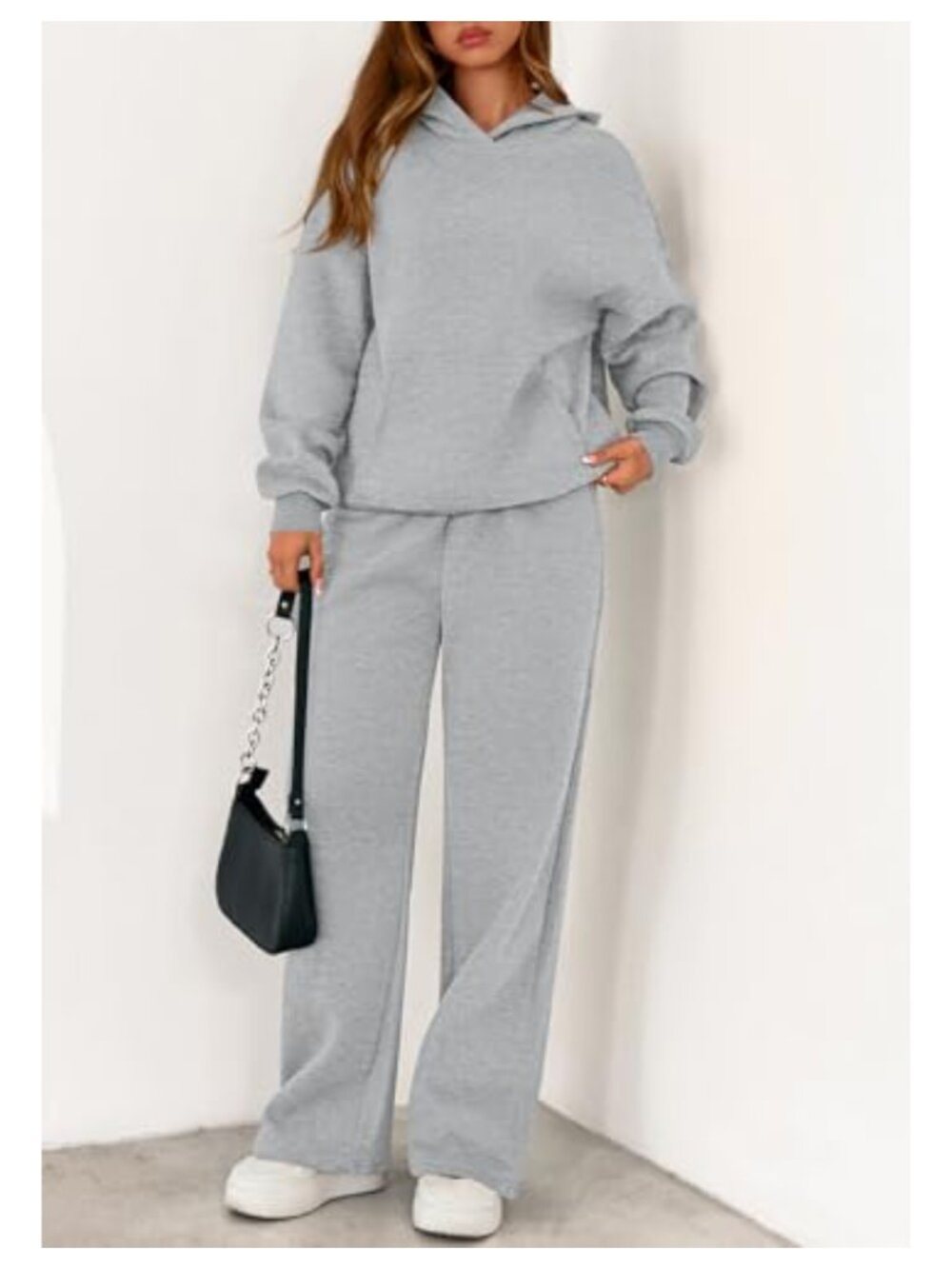 PRETTYGARDEN 2 Piece Sweatsuit Hoodie & Wide Leg Sweatpants Lounge Set - Picture 5 of 6